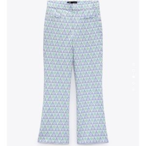 Zara Mini Cropped Flare Pants Floral